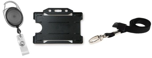 Black lanyard badge reel or - black,