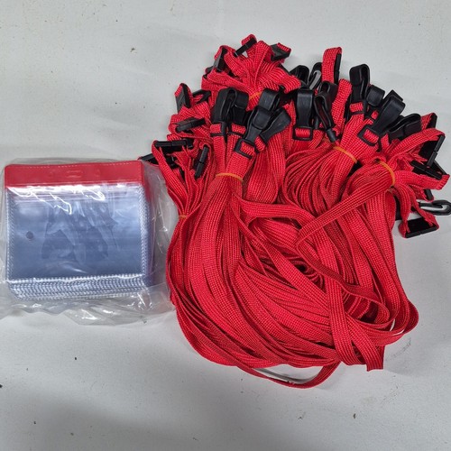 New red lanyard clear - &,