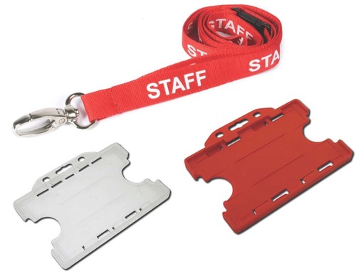 Red staff neck strap - red, lanyard