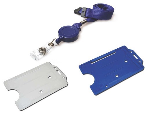 Blue retractable neck lanyard - retractable,