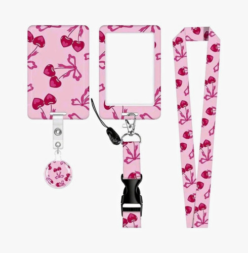 Pink cherry print - id, badge
